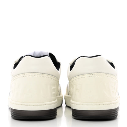 Chanel Grained Calfskin Fabric Womens Logo Sneakers 35 White Black 10 of 17