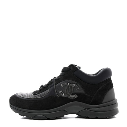 Chanel Fabric Calfskin Suede CC Sneakers 36 Black 1 of 8