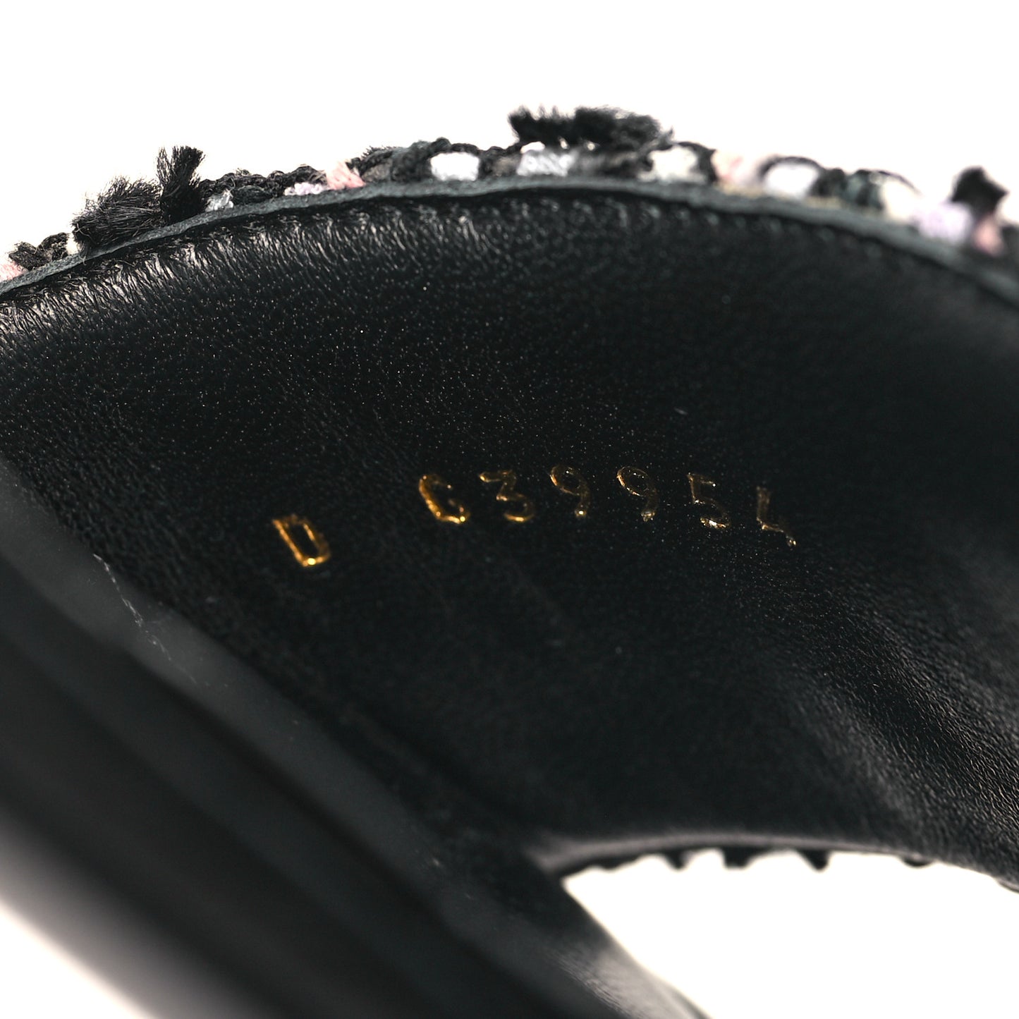 Tweed CC Chain Mule Sandals 37.5 Black Multicolor