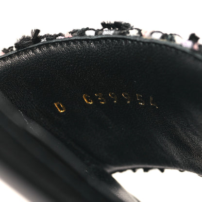 Chanel Tweed CC Chain Mule Sandals 37.5 Black Multicolor 7 of 10