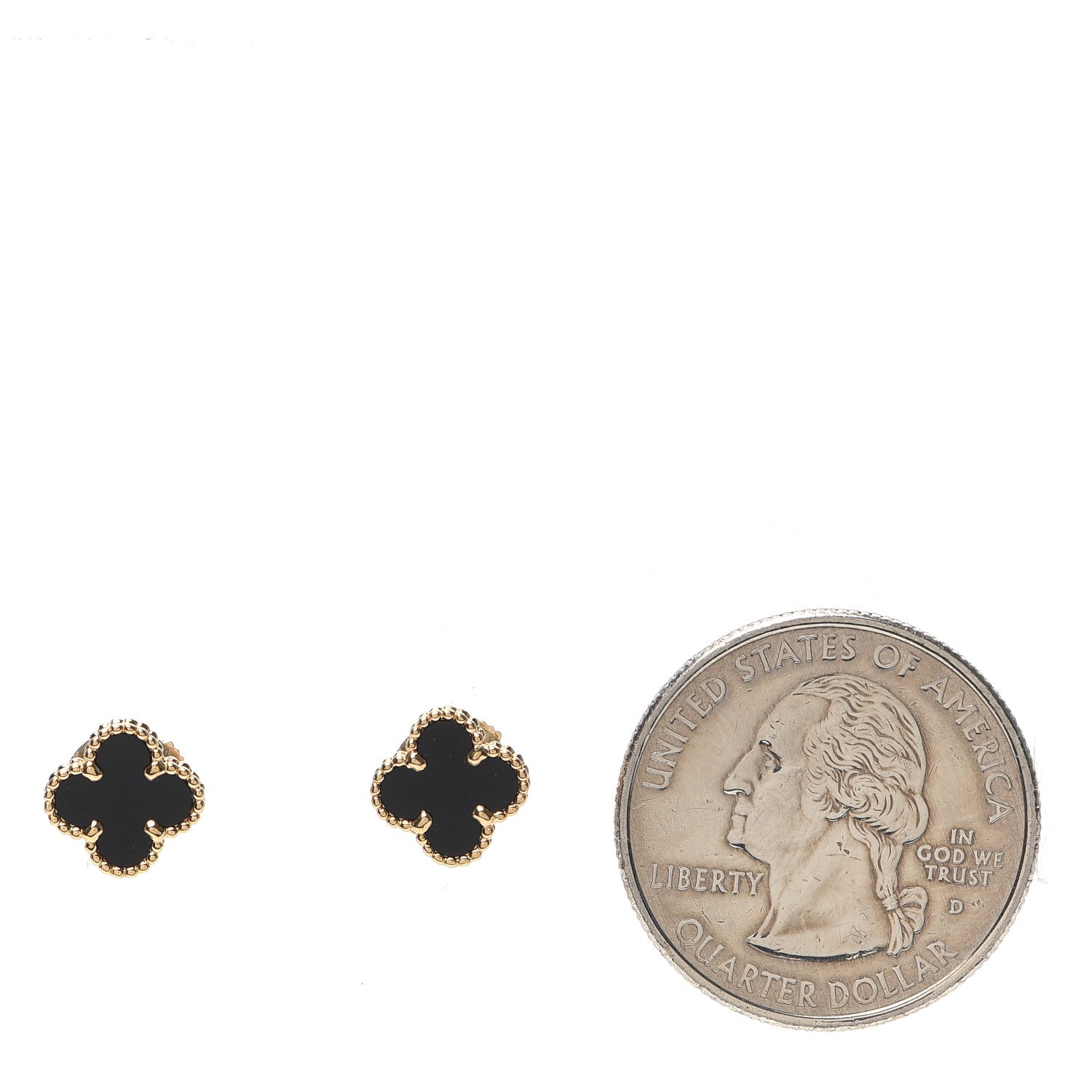 Van Cleef & Arpels 18K Yellow Gold Black Onyx Sweet Alhambra Earrings 2 of 6