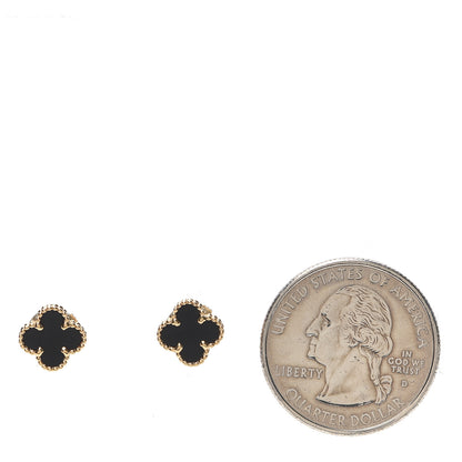 Van Cleef & Arpels 18K Yellow Gold Black Onyx Sweet Alhambra Earrings 2 of 6