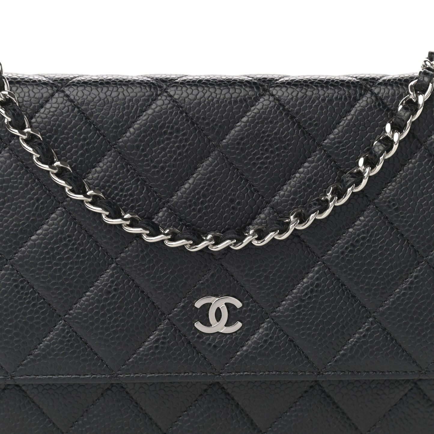 Caviar Quilted Wallet On Chain WOC Black