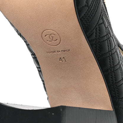 Chanel Lambskin Quilted Pearl CC Cap Toe Short Boots 41 Black 6 of 8