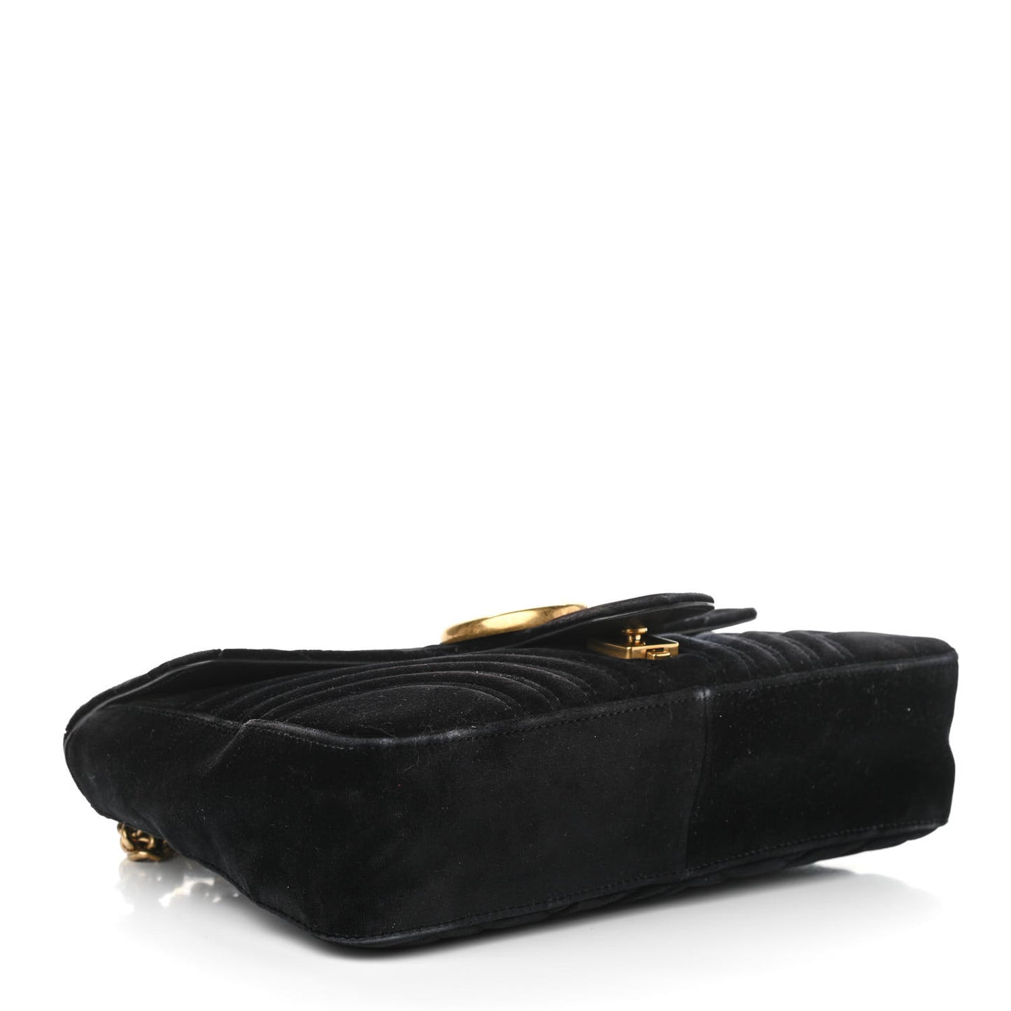 Velvet Matelasse Medium GG Marmont Shoulder Bag Black