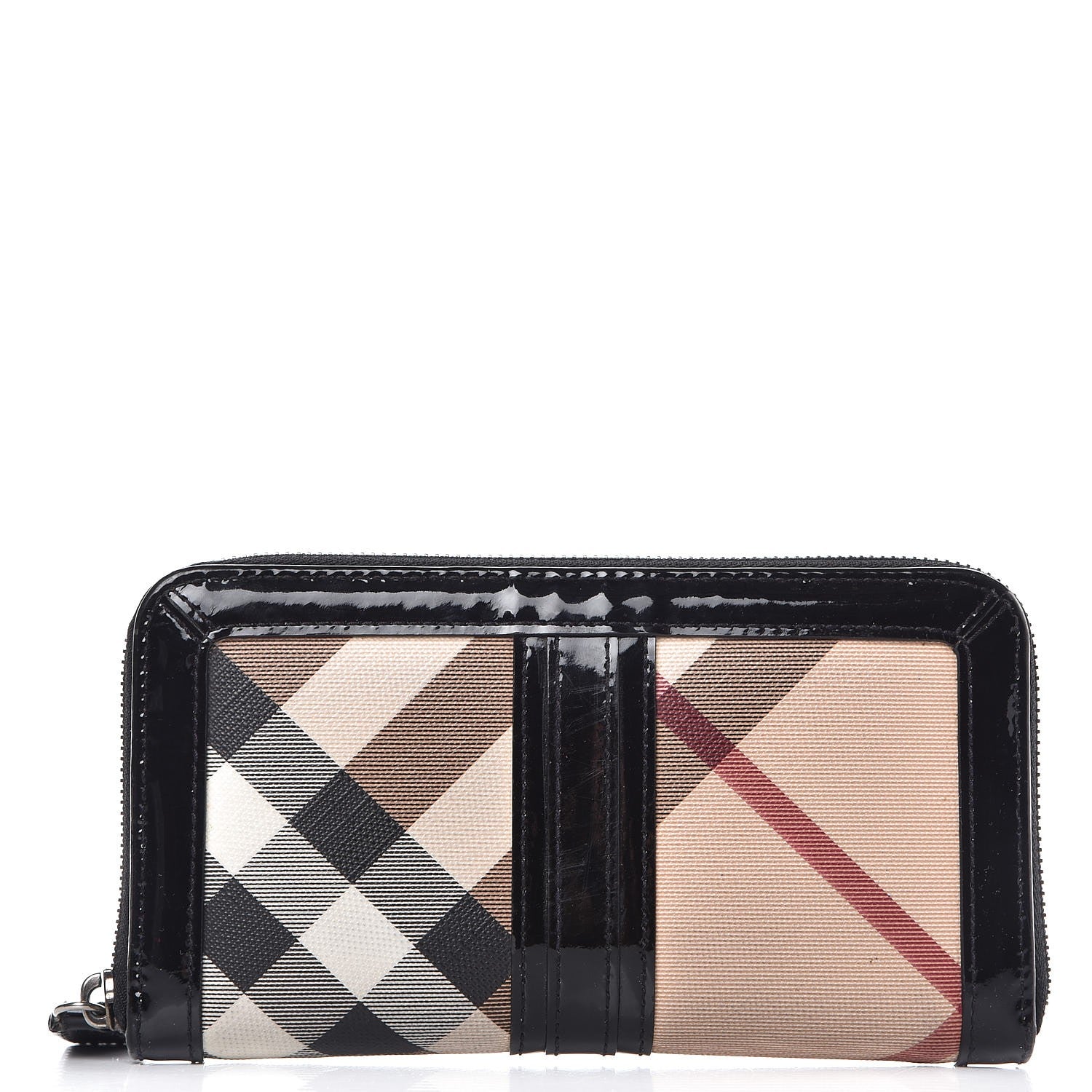 Burberry Supernova Check Large Ziggy Zip Around Wallet Black 1 of 9
