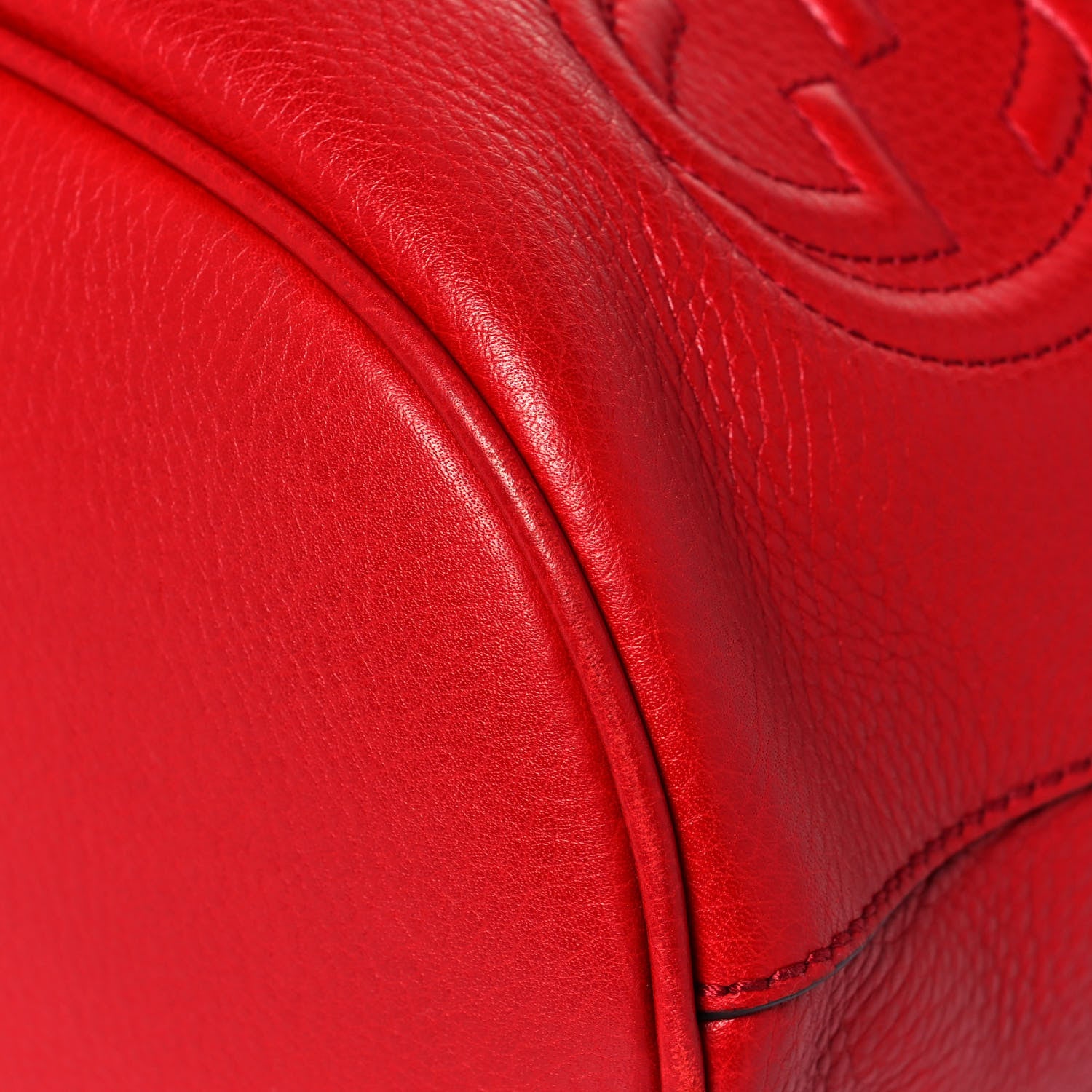 Gucci Pebbled Calfskin Small Soho Drawstring Backpack Tabasco Red 10 of 17