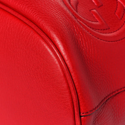 Gucci Pebbled Calfskin Small Soho Drawstring Backpack Tabasco Red 10 of 17