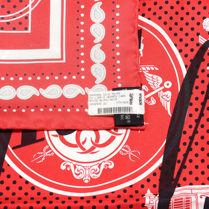 Hermes Silk Ex-Libris Carre Club Bandana Scarf 55 Red Black White 4 of 4