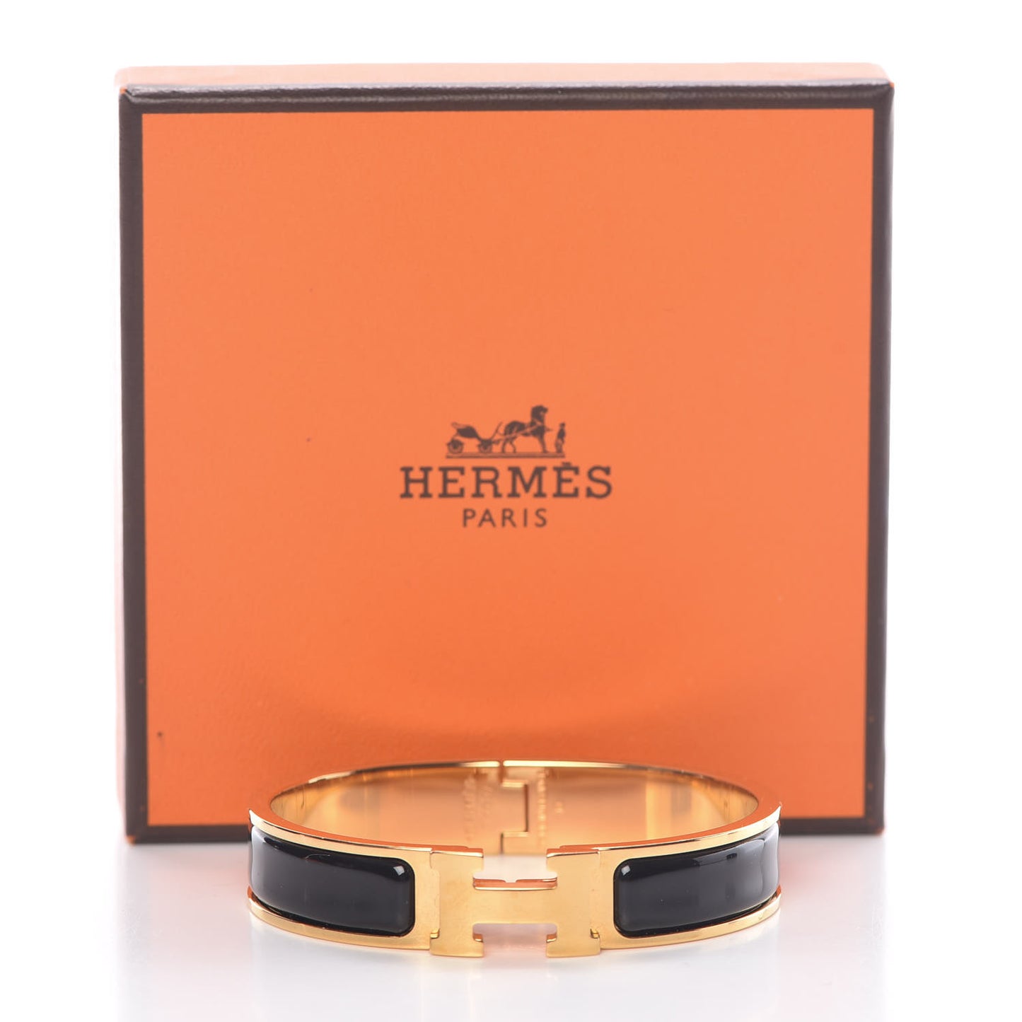 Enamel Narrow Clic Clac H Bracelet PM Black