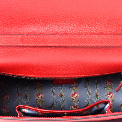 Gucci Calfskin Bamboo Web Medium Falena Moth Top Handle Bag Hibiscus Red 5 of 9