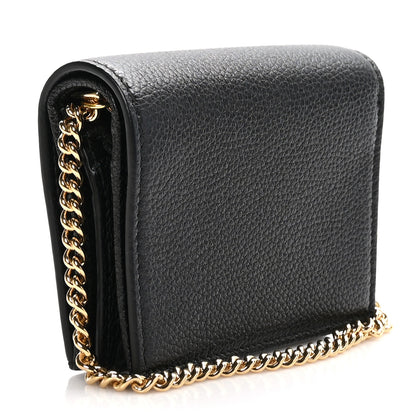 Gucci Grainy Calfskin Zumi Chain Card Case Wallet Black 3 of 9