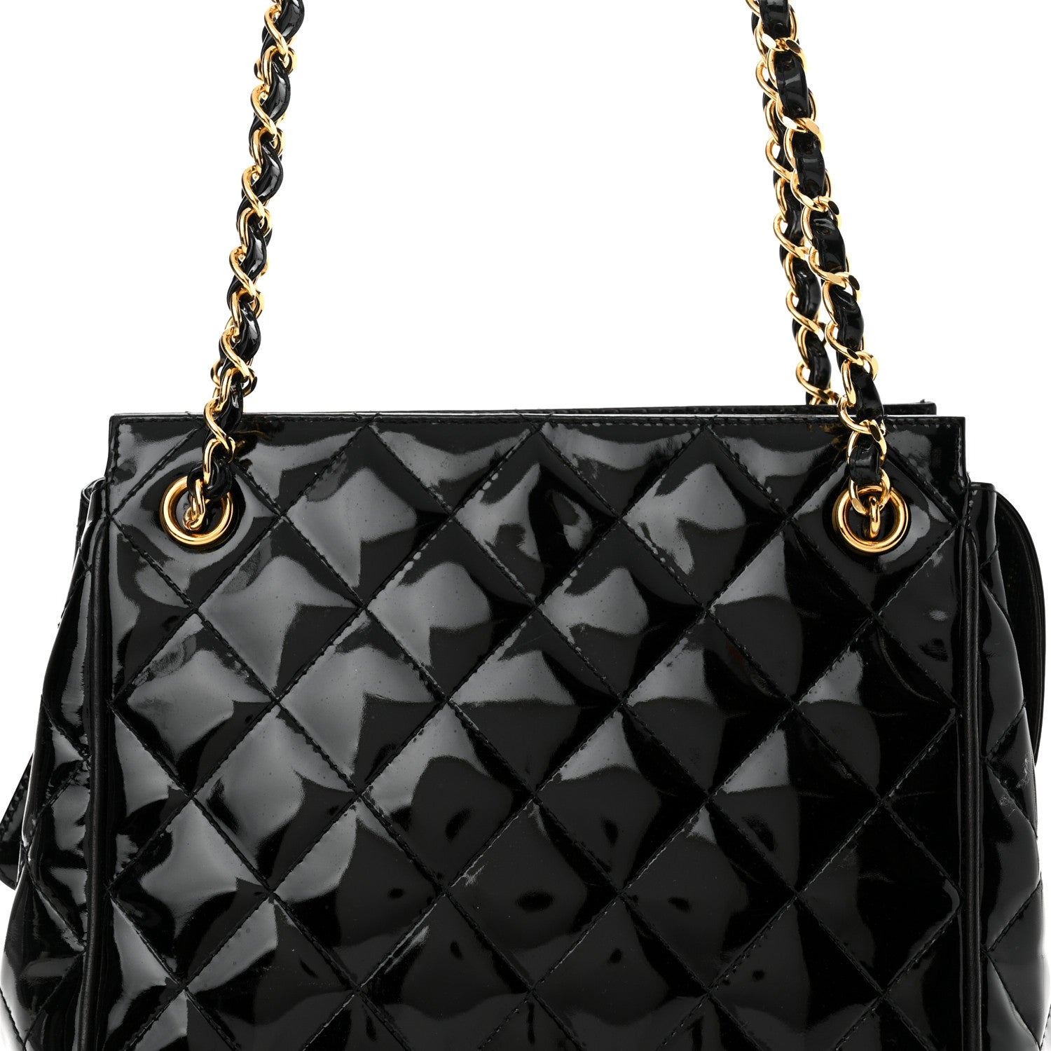 Chanel Patent Quilted CC Shoulder Bag Black 10 of 15