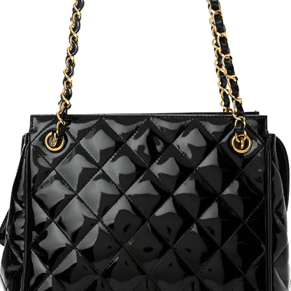 Chanel Patent Quilted CC Shoulder Bag Black 10 of 15