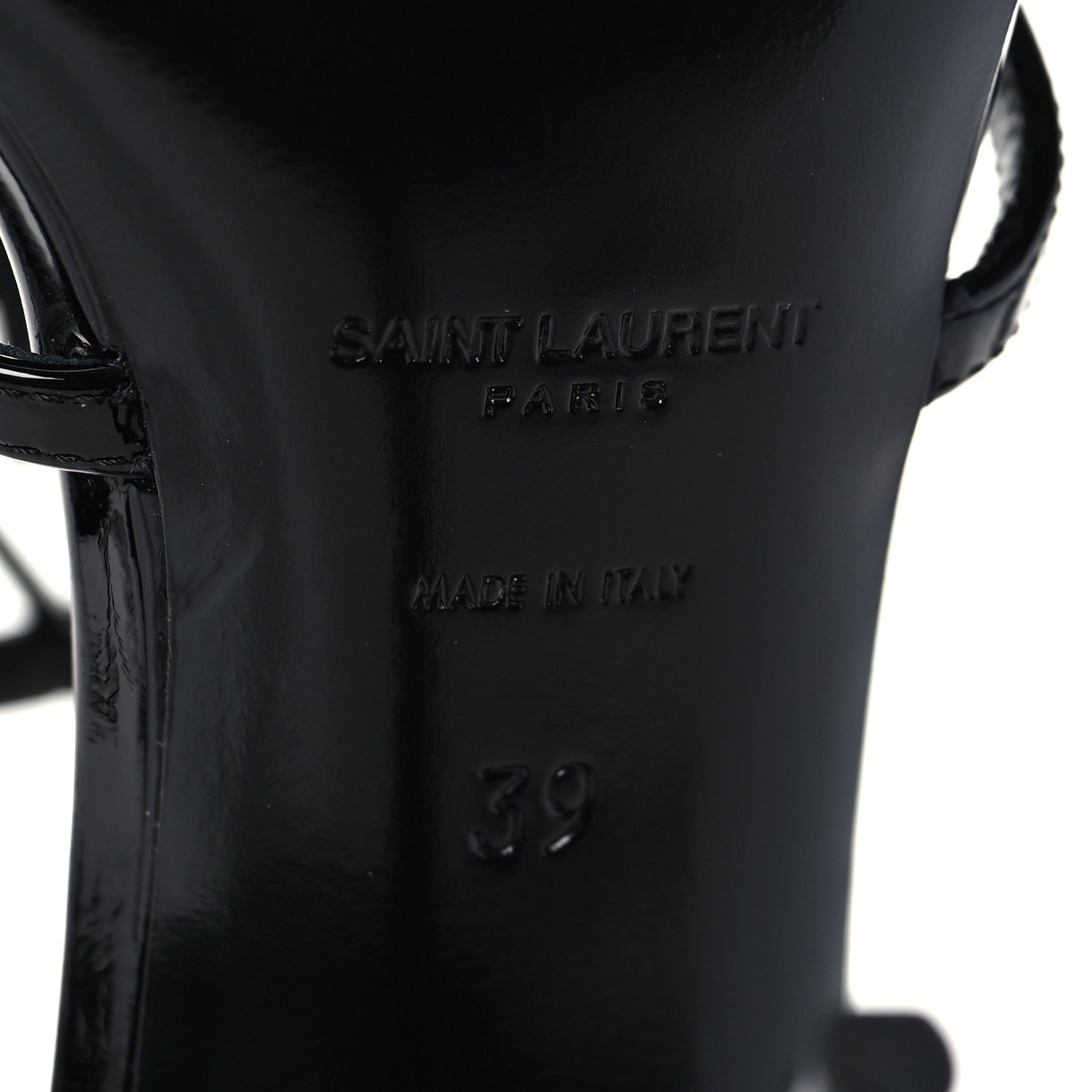 Saint Laurent Patent Cassandra 100 Ankle Strap Sandals 39 Black 7 of 10