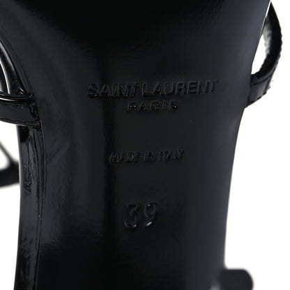 Saint Laurent Patent Cassandra 100 Ankle Strap Sandals 39 Black 7 of 10