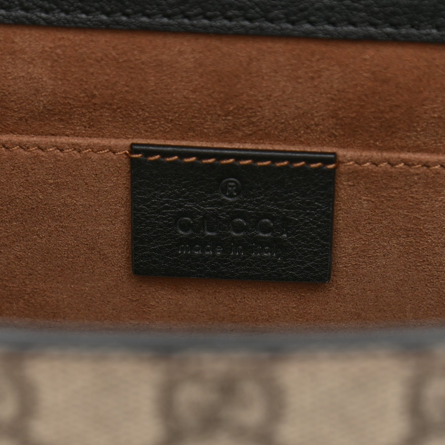 GG Supreme Monogram Calfskin Small Padlock Shoulder Bag Beige Black Cuir