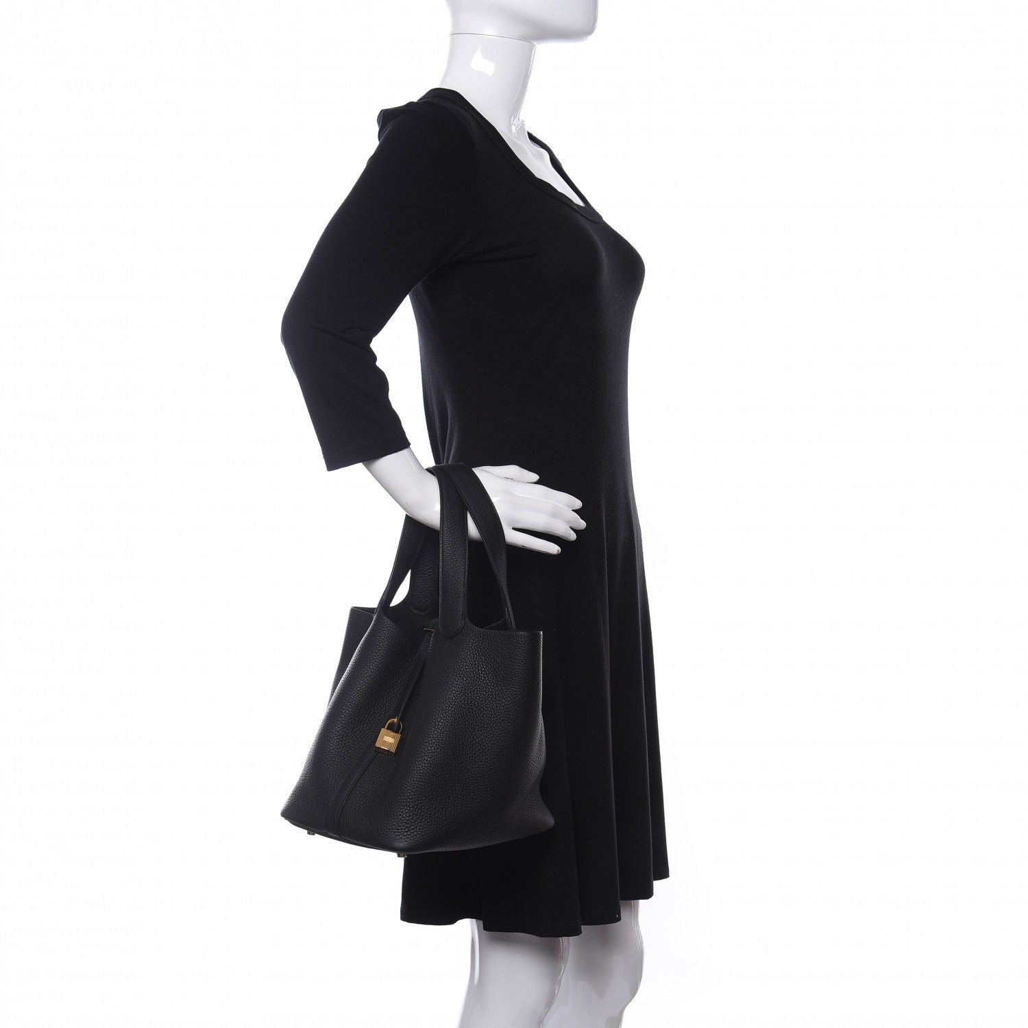 Hermes Taurillon Clemence Picotin Lock 22 MM Black 2 of 10