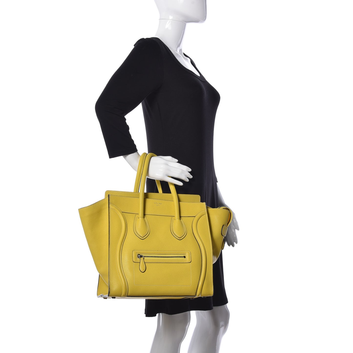 Drummed Calfskin Mini Luggage Citron