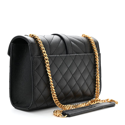 Saint Laurent Grain De Poudre Textured Mixed Matelasse Triquilt Small Monogram Satchel Black 3 of 10