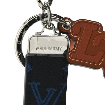 Louis Vuitton Monogram LV Record Tab Bag Charm Key Holder Blue 3 of 3