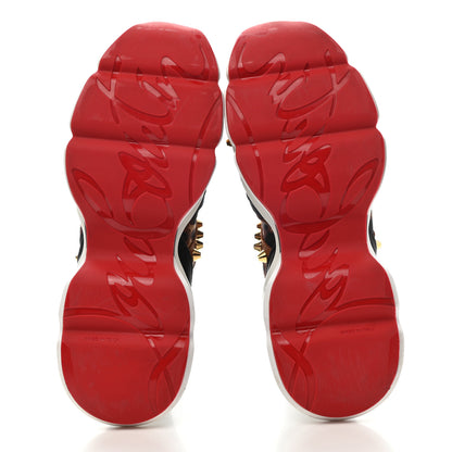 Christian Louboutin Calfskin Neoprene Leopard Studded Donna Flat Sneakers 36 Black Marron 5 of 9