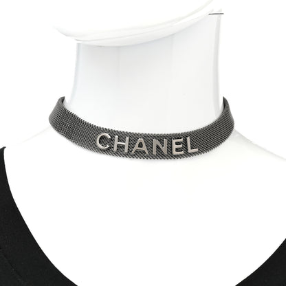 Chanel Mesh Logo Choker Necklace Ruthenium 2 of 7