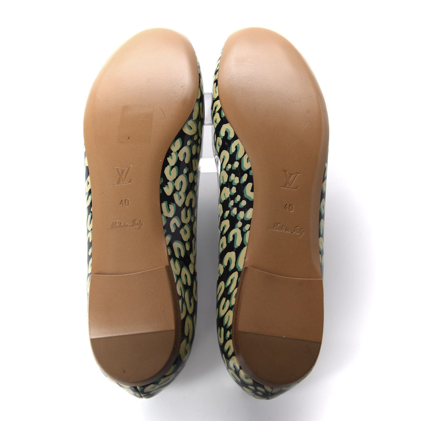 Patent Leopard Ballet Flats 40 Blue Infini