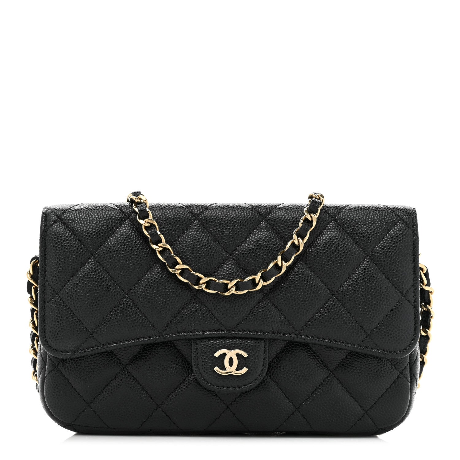 Chanel Caviar Quilted Flap Phone Holder With Chain Black 1 of 11