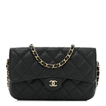 Chanel Caviar Quilted Flap Phone Holder With Chain Black 1 of 11