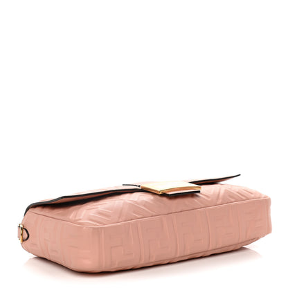 Fendi Nappa FF 1974 Embossed Large Baguette Rosa Bourbon 5 of 17