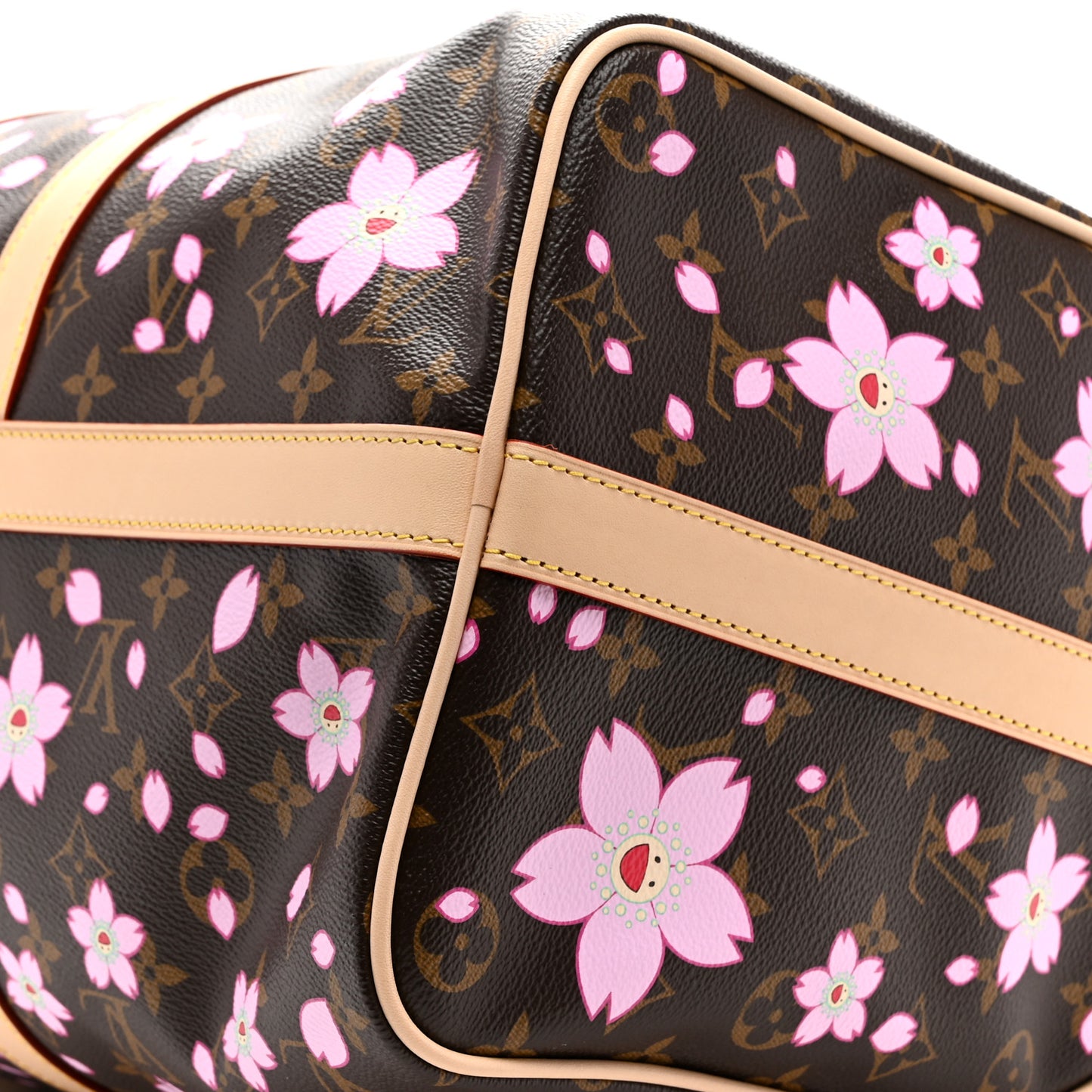 LV X TM Monogram Cherry Blossom Keepall Bandouliere 45 Sakura Brown