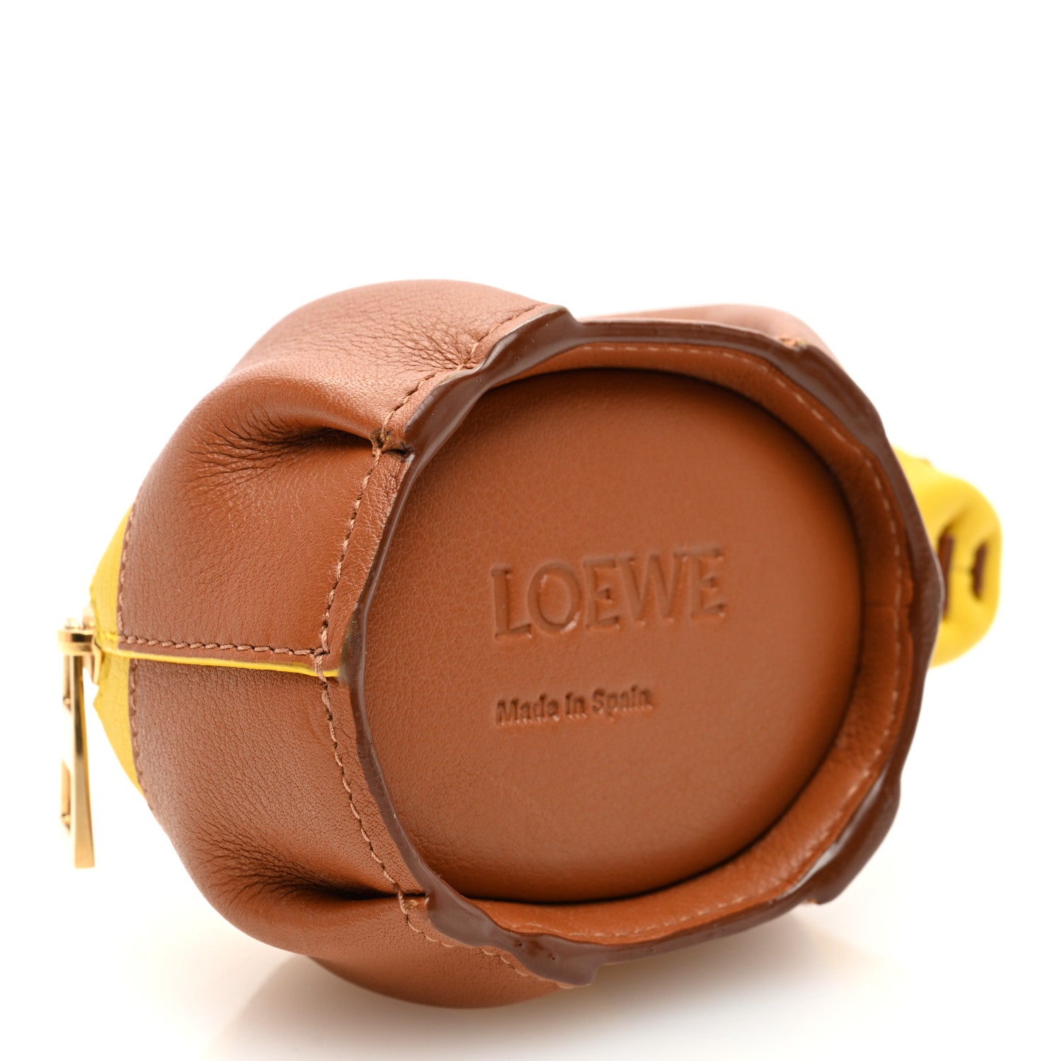 Loewe Calfskin Panda Coin Purse Yellow Brown 4 of 6