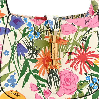 Gucci X KEN SCOTT New Shangai Calfskin Jardin D'Avril Floral Print Small Jackie 1961 Hobo Ivory Pink 8 of 11