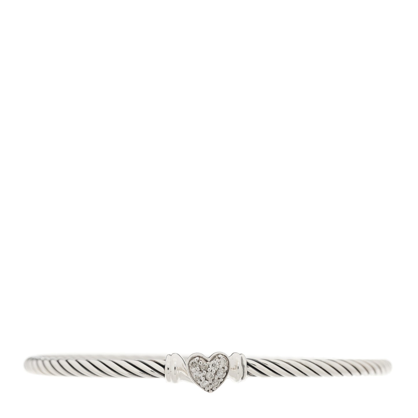 Sterling Silver Diamond Cable Collectibles Heart Bracelet