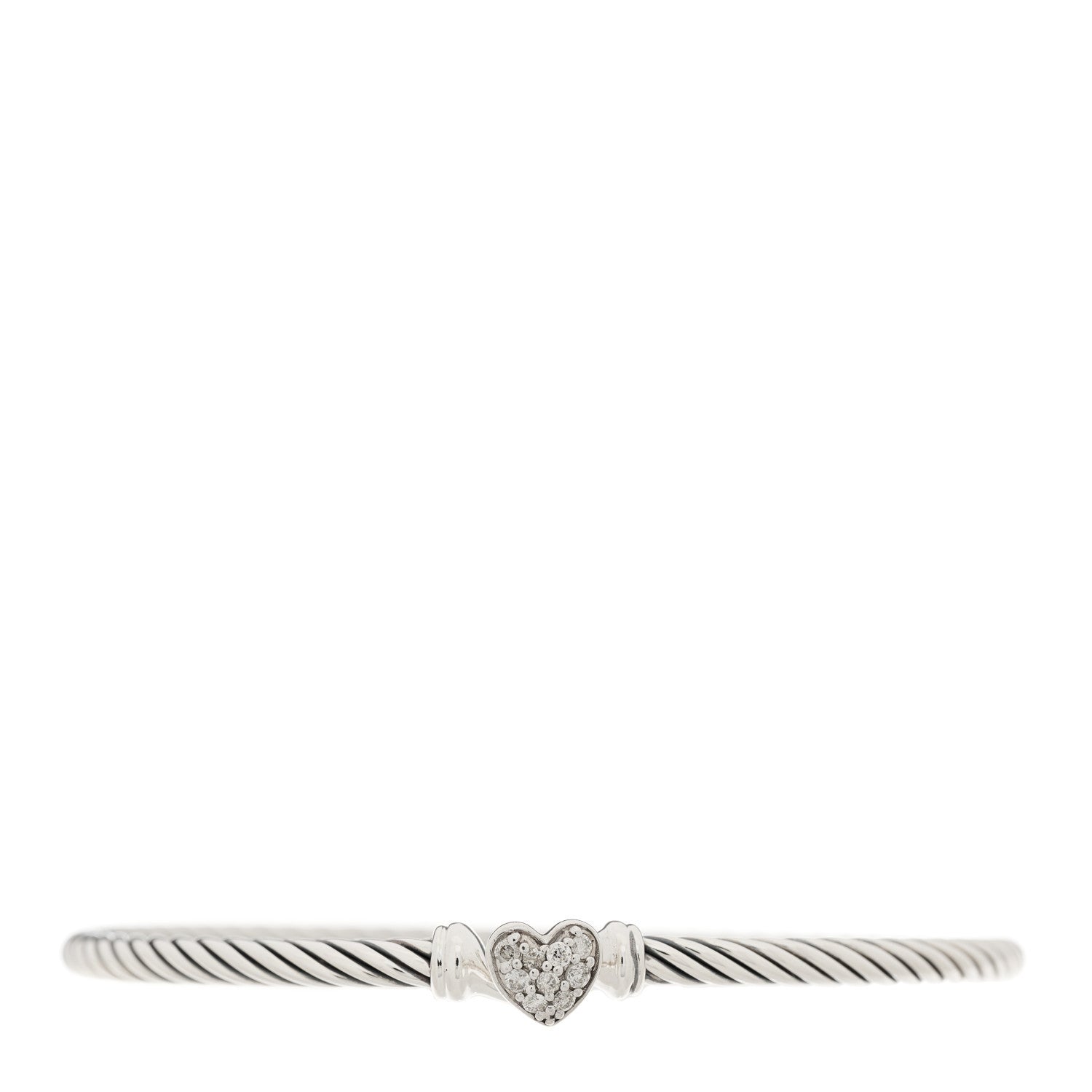 David Yurman Sterling Silver Diamond Cable Collectibles Heart Bracelet 1 of 3