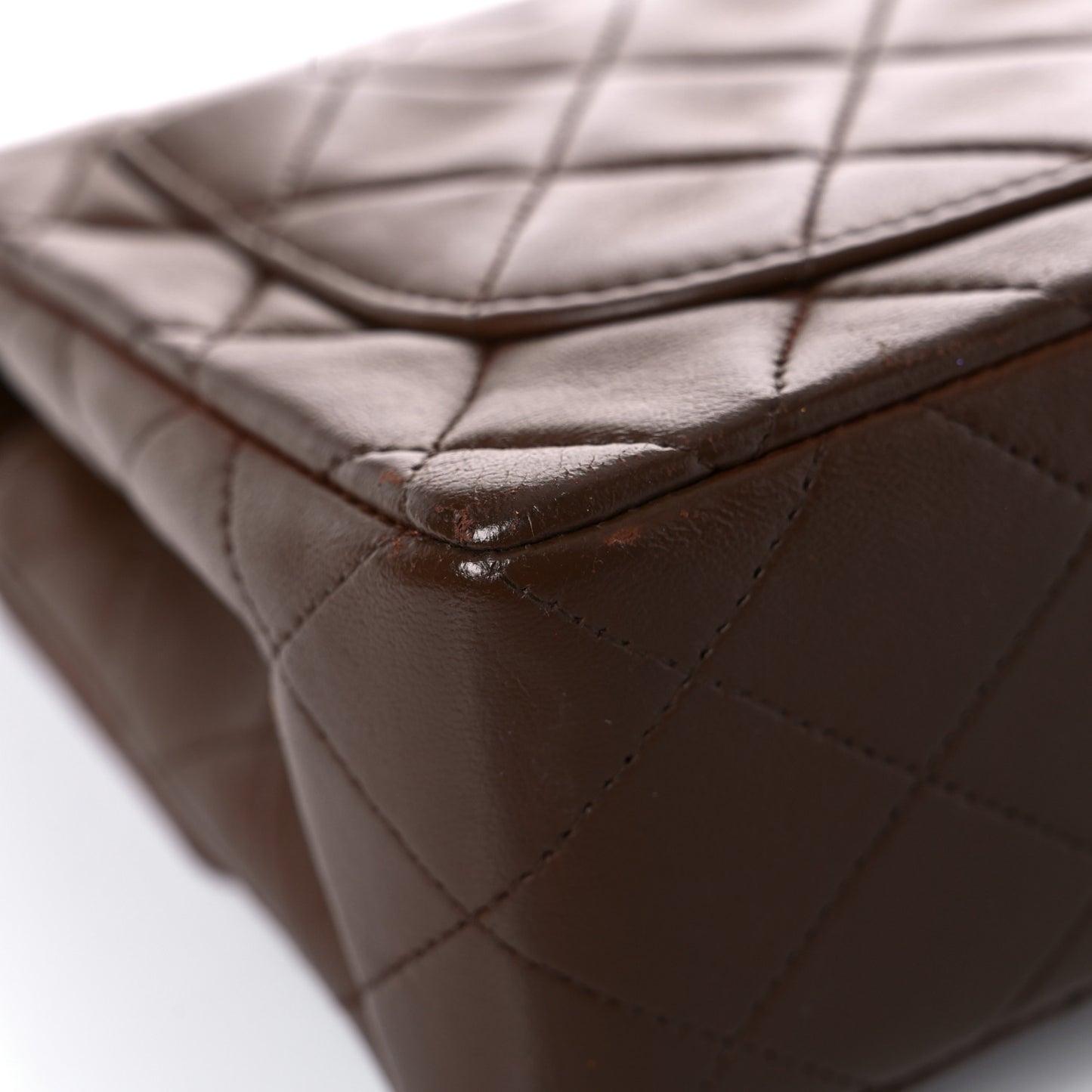 Lambskin Quilted Mini Square Flap Dark Brown