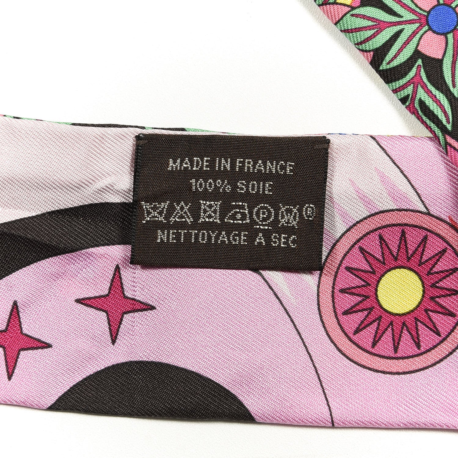 Hermes Silk La Source de Pegase Twilly Ebene Rose Vif Jaune Vif 3 of 3