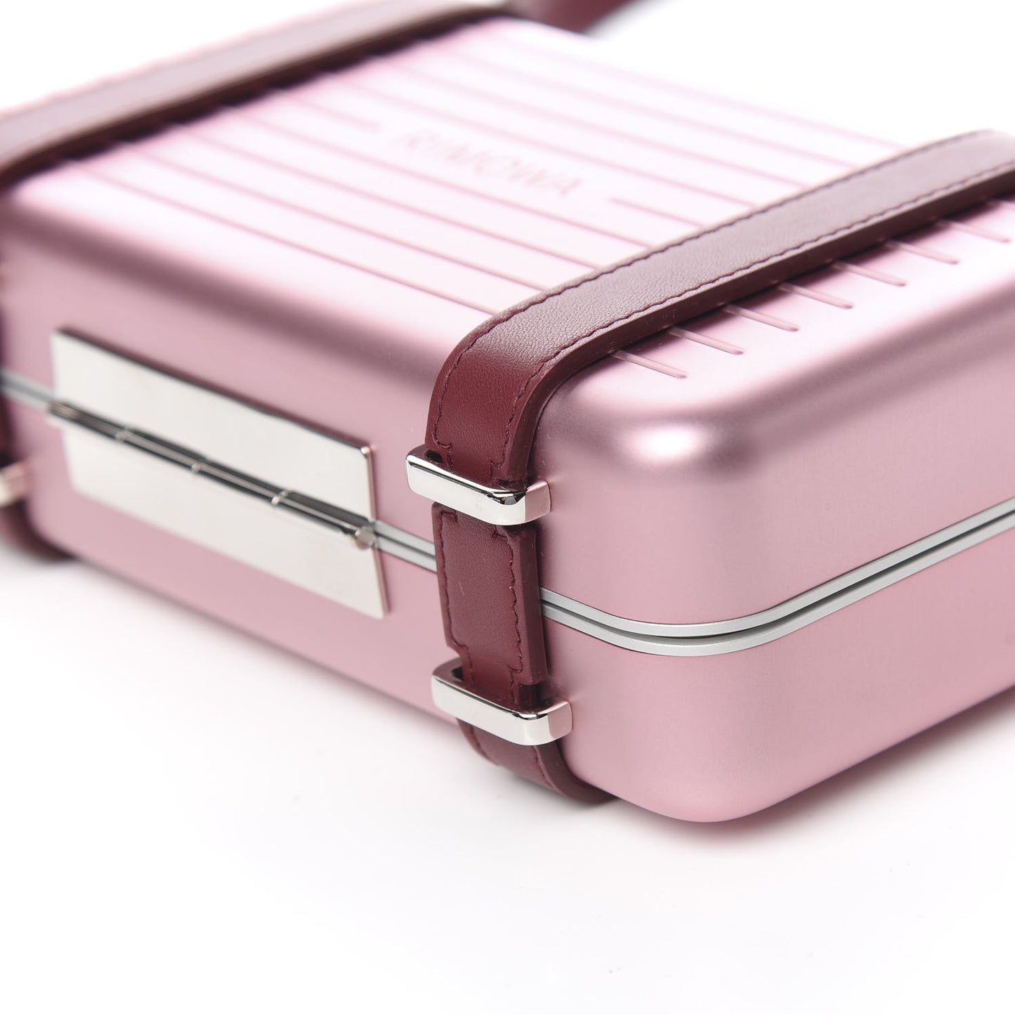 X RIMOWA Aluminum Personal Clutch On Strap Rose