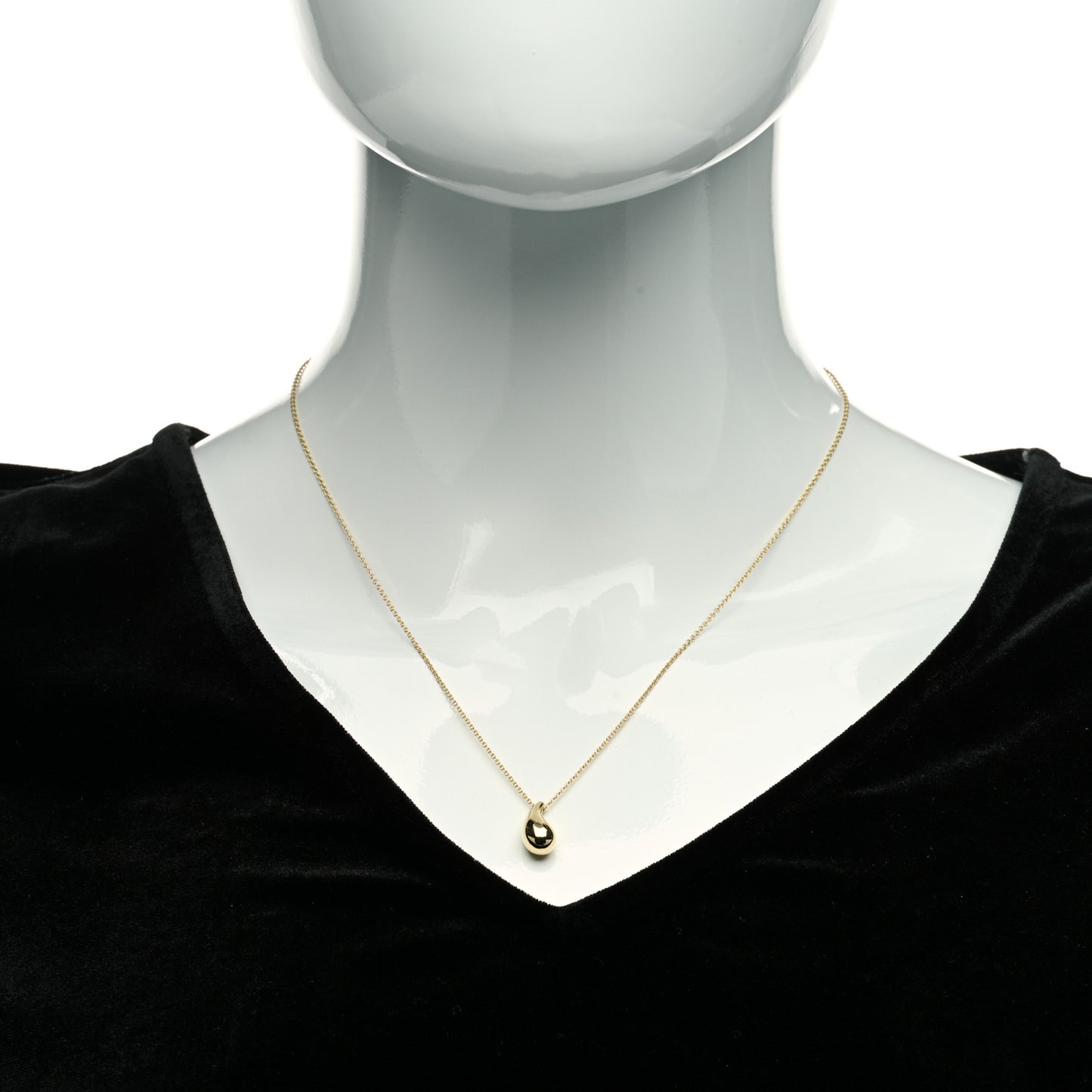 18K Yellow Gold 15mm Elsa Peretti Teardrop Pendant Necklace