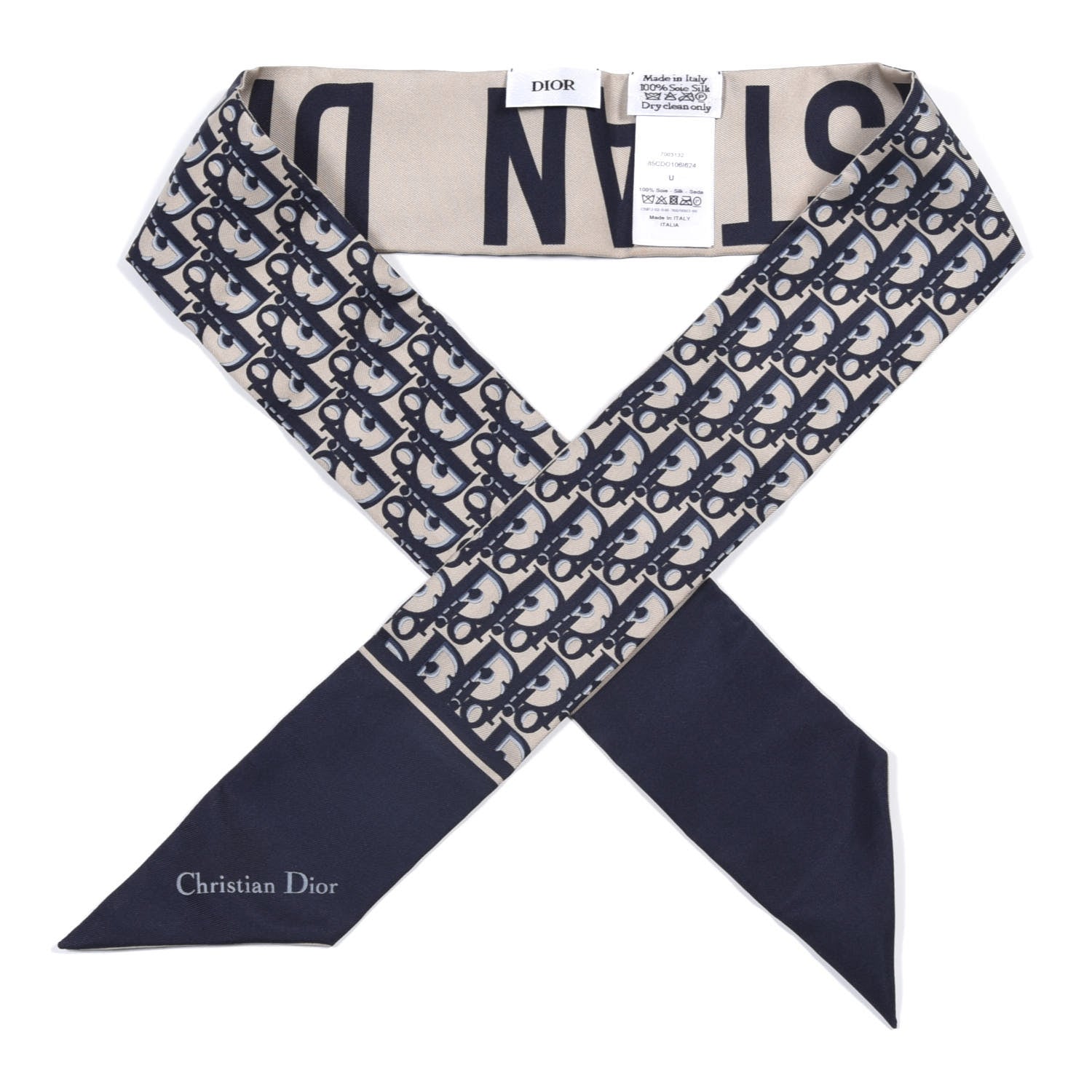 Christian Dior Silk Oblique Mitzah Scarf Blue 1 of 4