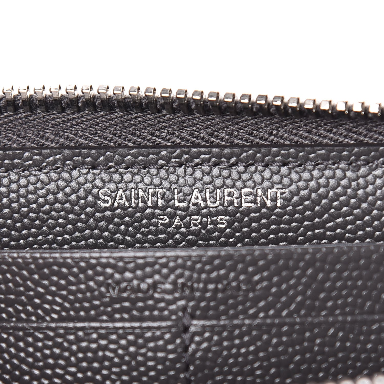 Saint Laurent Grain De Poudre Matelasse Chevron Monogram Zip Around Wallet Coal 6 of 9