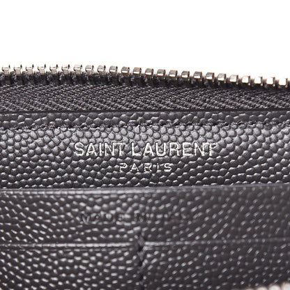 Saint Laurent Grain De Poudre Matelasse Chevron Monogram Zip Around Wallet Coal 6 of 9