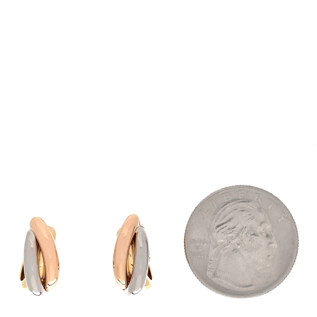18K Pink Yellow White Gold Small Trinity Earrings
