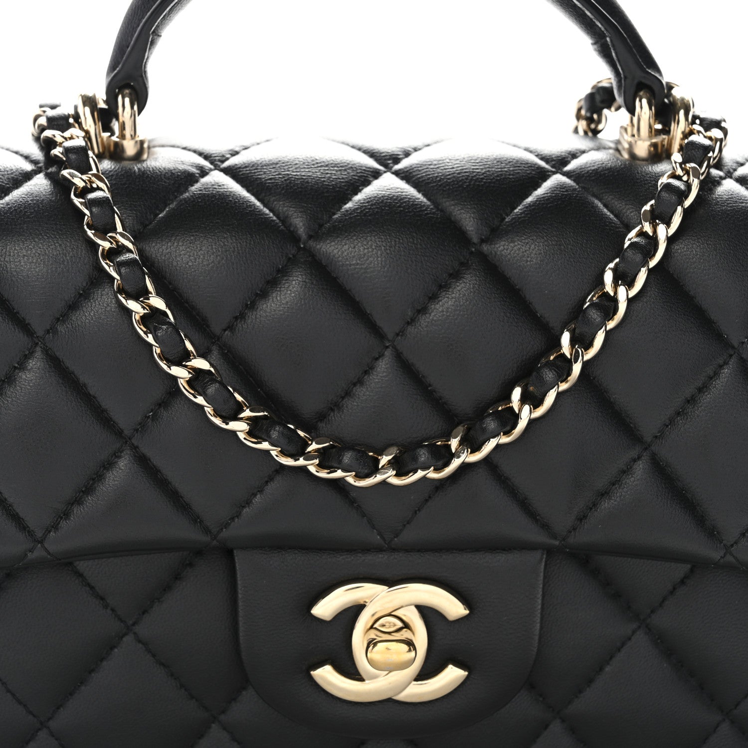 Chanel Lambskin Quilted Mini Top Handle Rectangular Flap Black 8 of 12