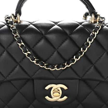 Chanel Lambskin Quilted Mini Top Handle Rectangular Flap Black 8 of 12
