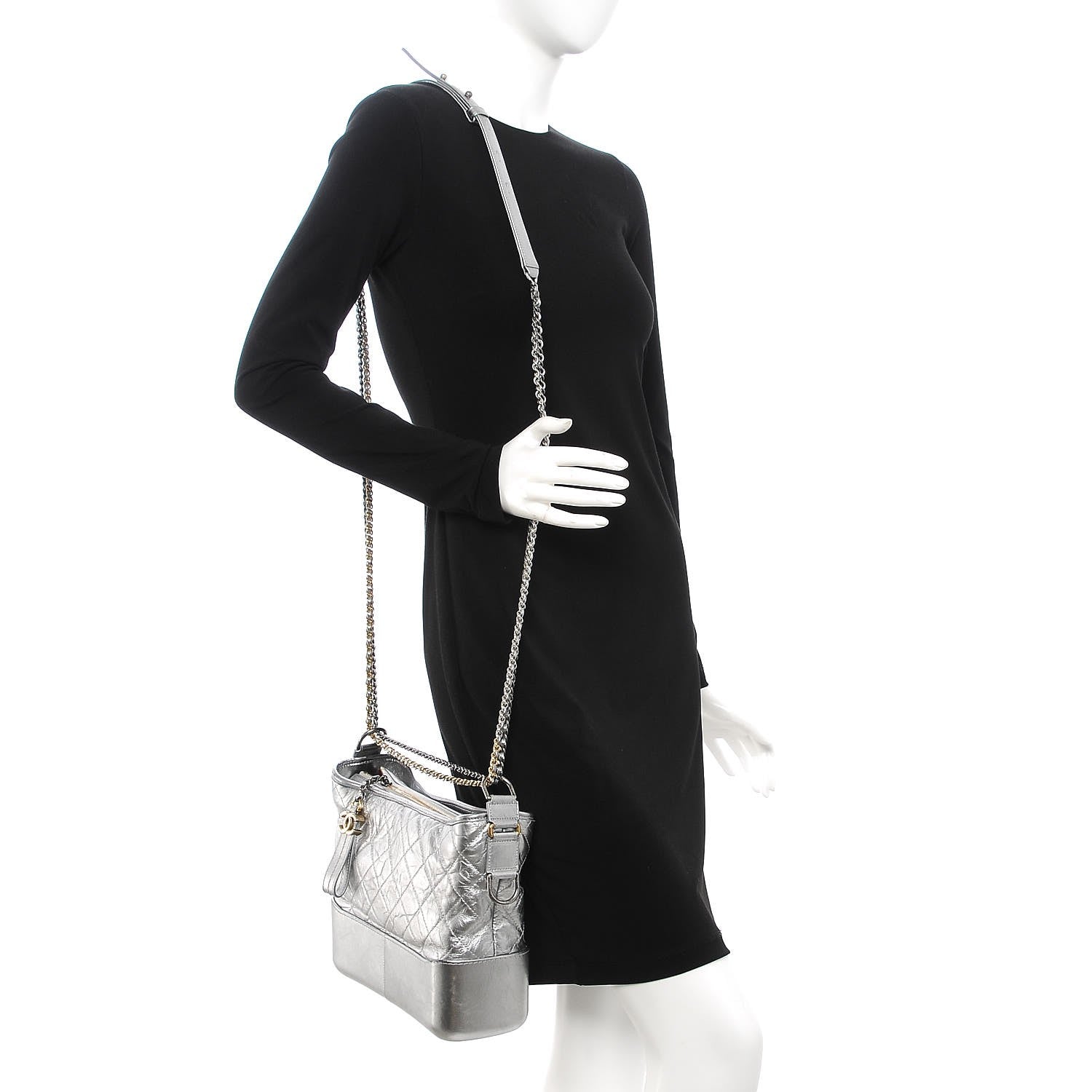 Chanel Metallic Aged Calfskin Quilted Medium Gabrielle Silver 2 of 12