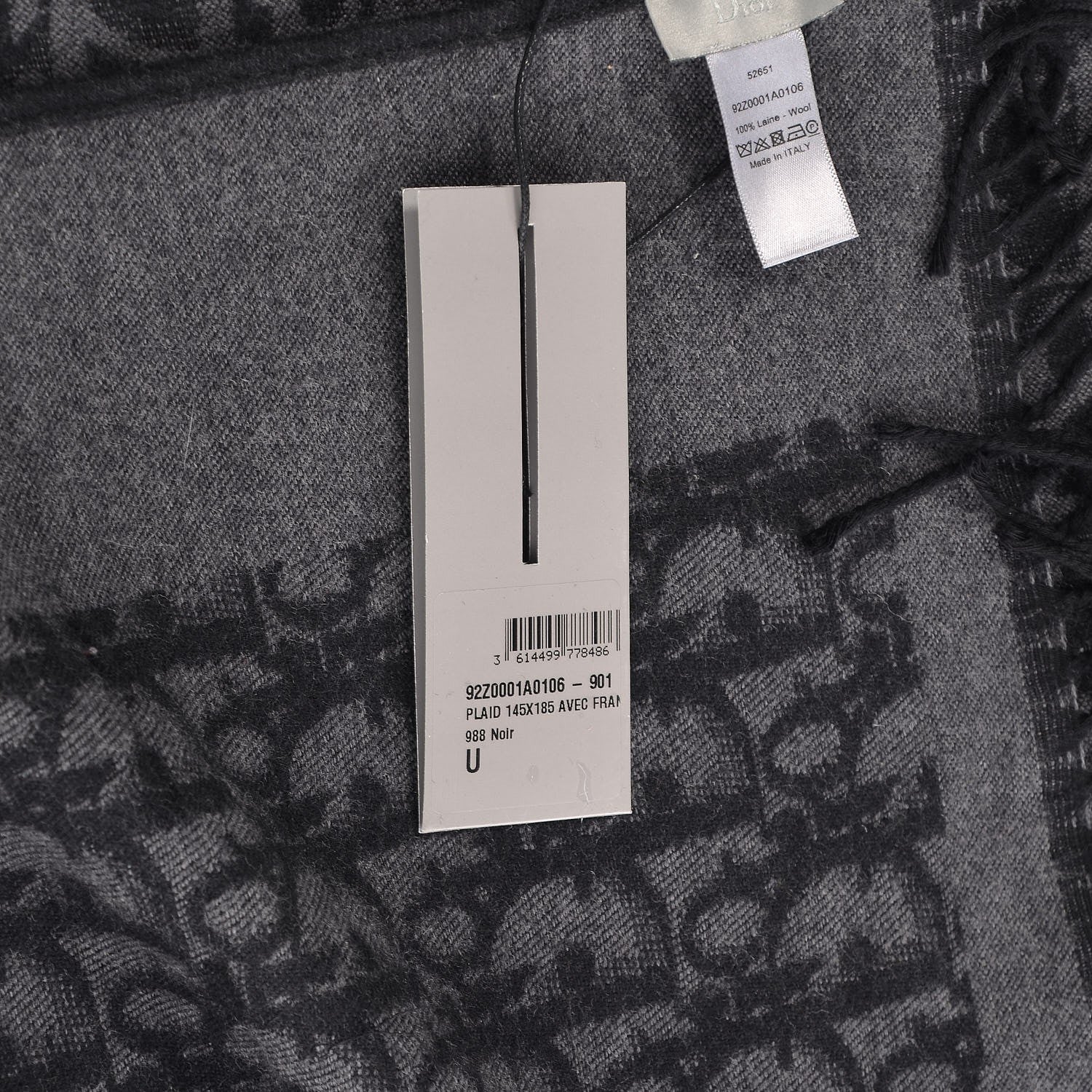 Christian Dior Wool Monogram Throw Black 4 of 6
