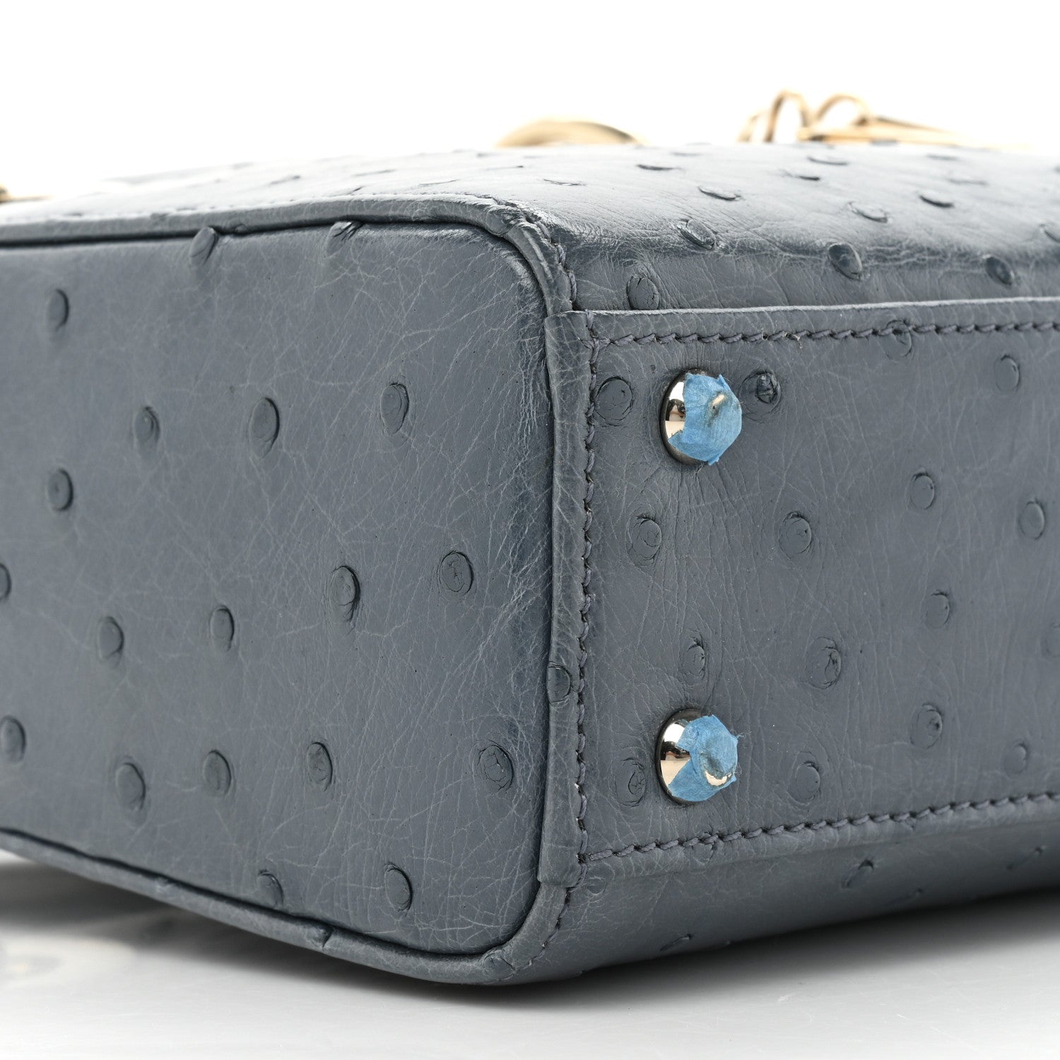 Christian Dior Ostrich Mini Lady Dior Dark Grey 9 of 12