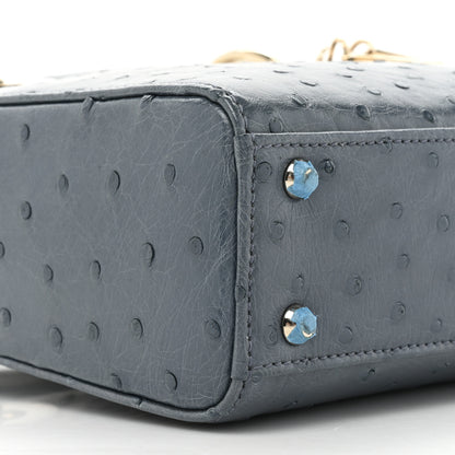 Christian Dior Ostrich Mini Lady Dior Dark Grey 9 of 12
